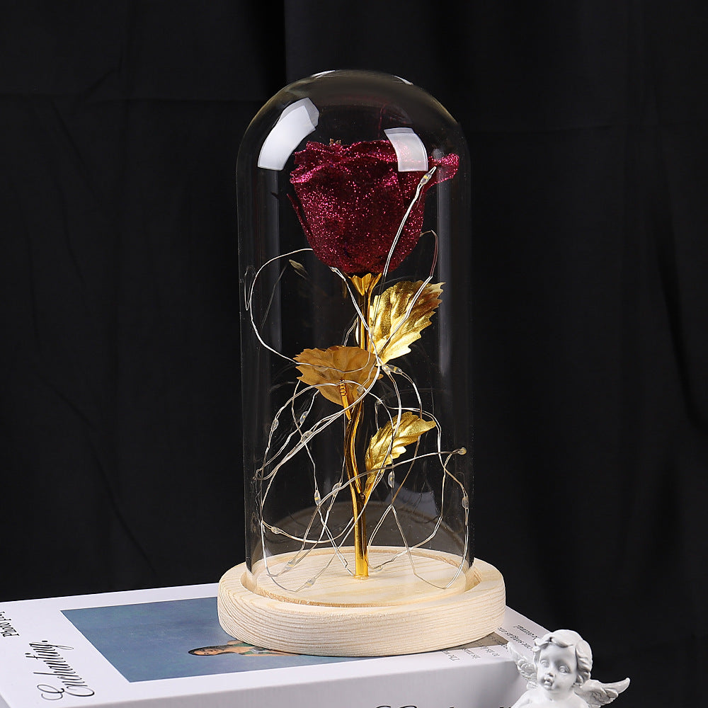 Gift Eternal Rose Flowers LED Light In Glass