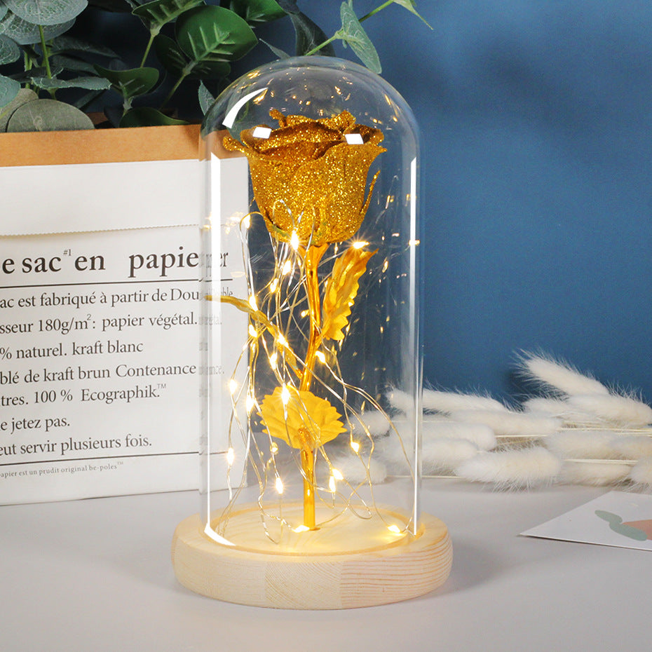 Gift Eternal Rose Flowers LED Light In Glass