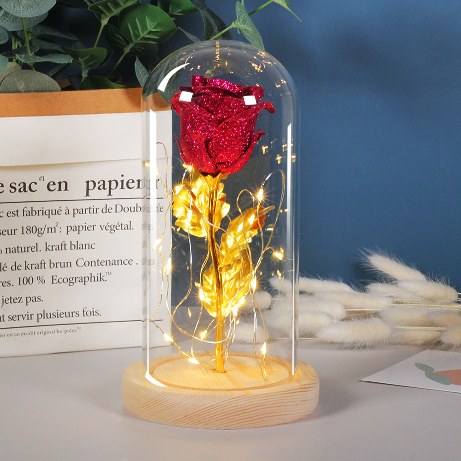 Gift Eternal Rose Flowers LED Light In Glass