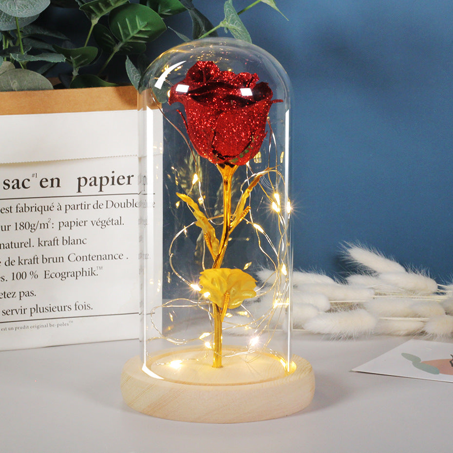 Gift Eternal Rose Flowers LED Light In Glass