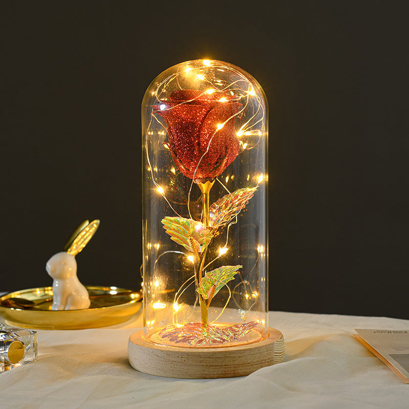 Gift Eternal Rose Flowers LED Light In Glass