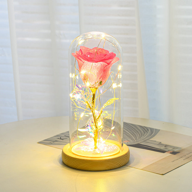 Gift Eternal Rose Flowers LED Light In Glass