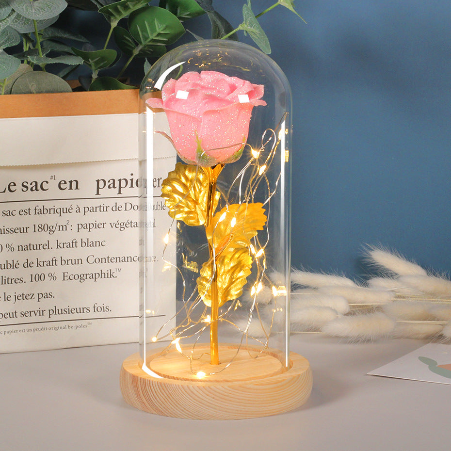Gift Eternal Rose Flowers LED Light In Glass